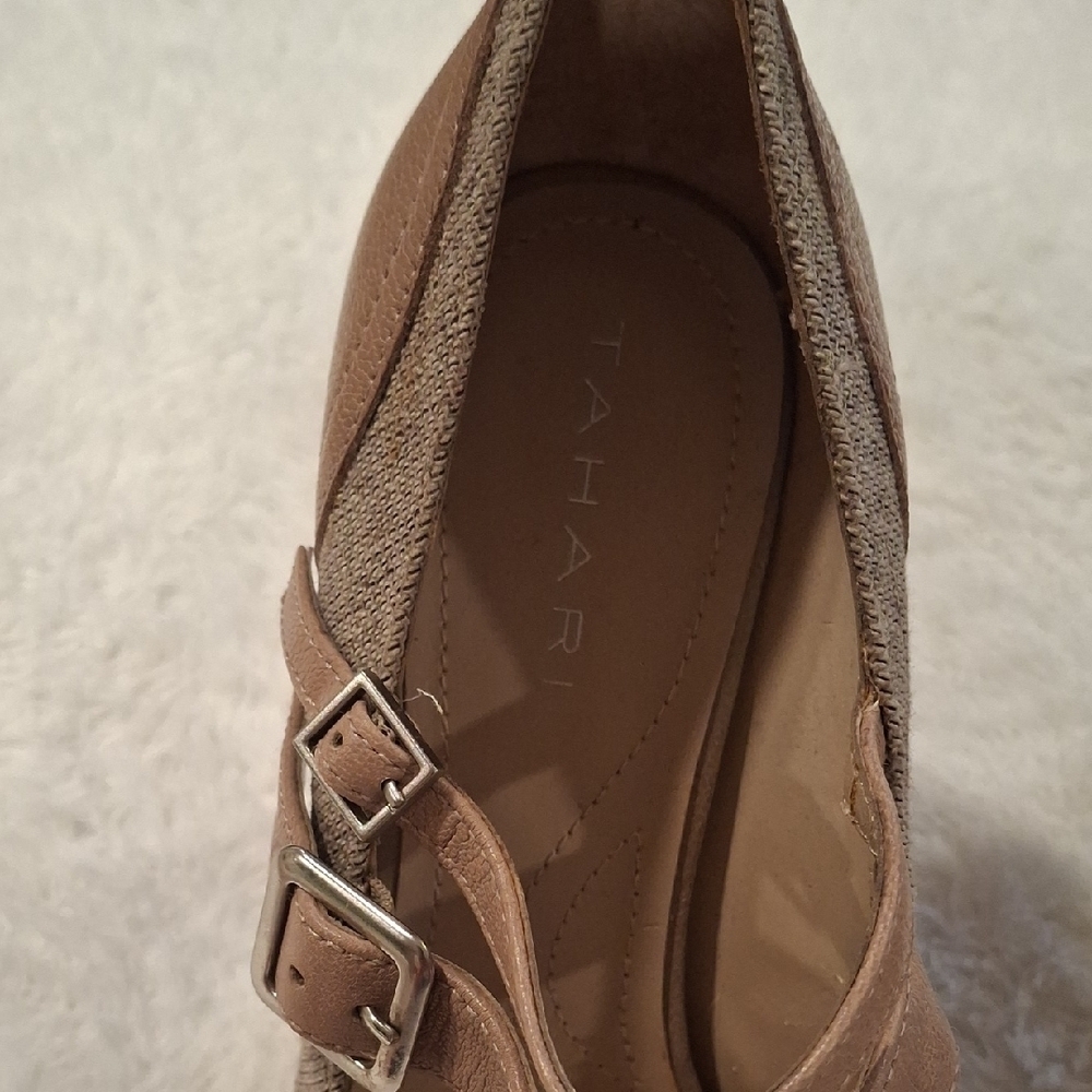 Tahari Tan Suede Mary Jane Heels - Picture 3 of 9